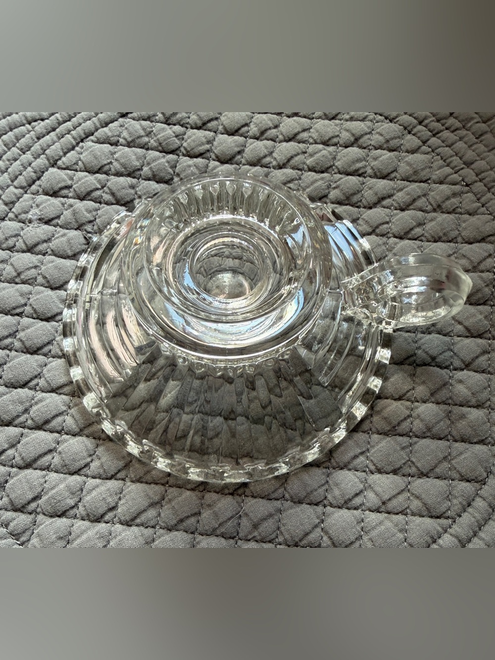 Vintage Clear Glass Candle Holder - Classic Ribbed Design